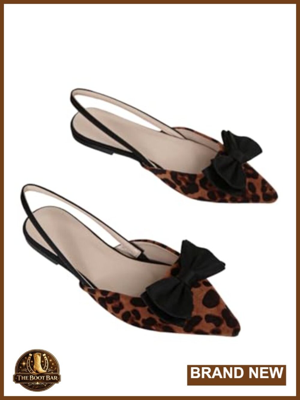 PU Leather Bow Pointed Toe Flat Shoes Slingback Dress Flats
